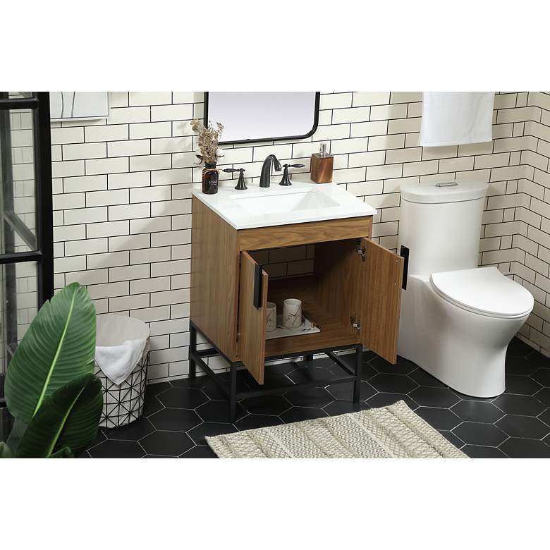 Image 4 24 Inch Single Bathroom Vanity In Walnut Brown more views