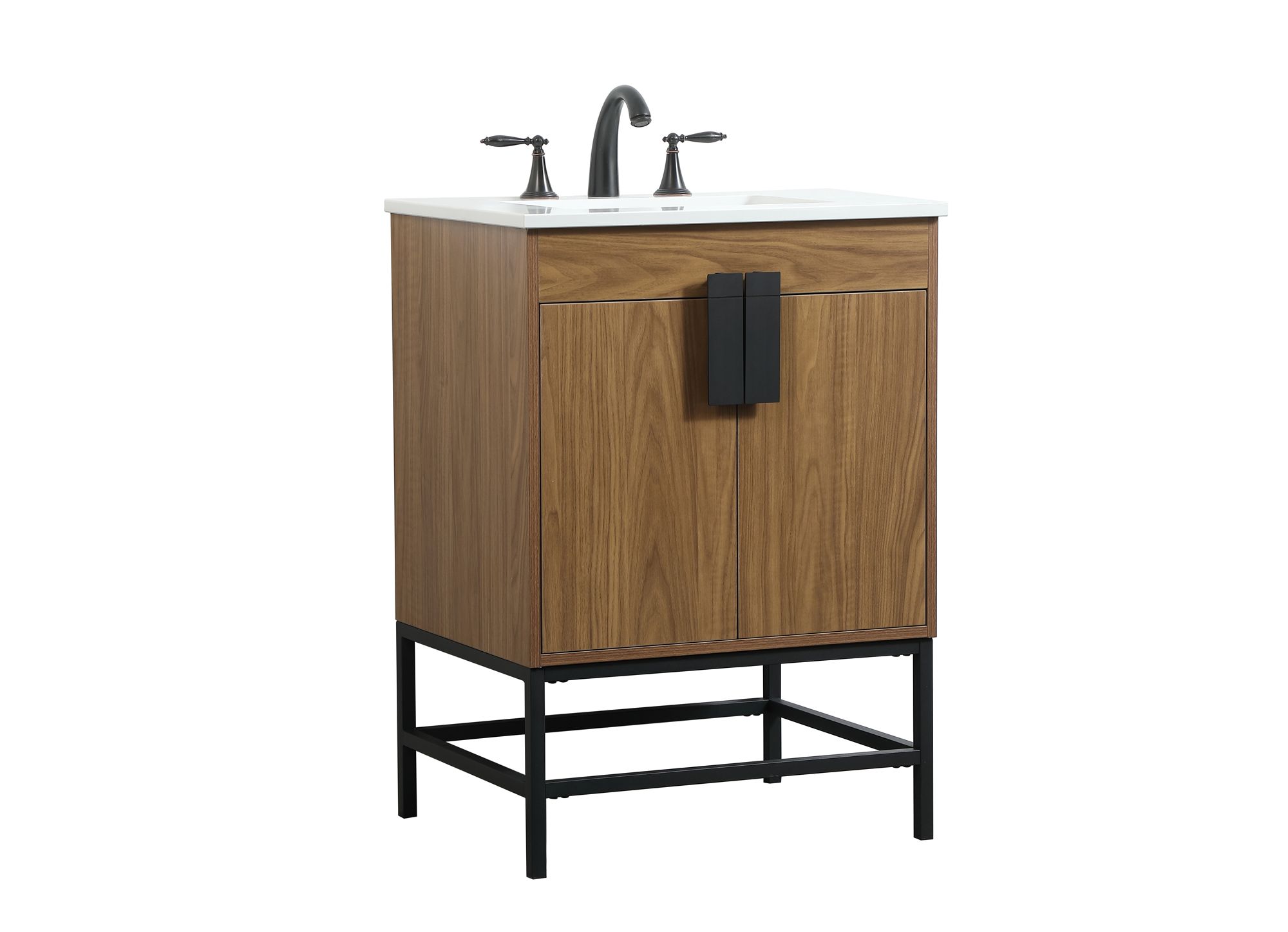 24 Inch Single Bathroom Vanity In Walnut Brown