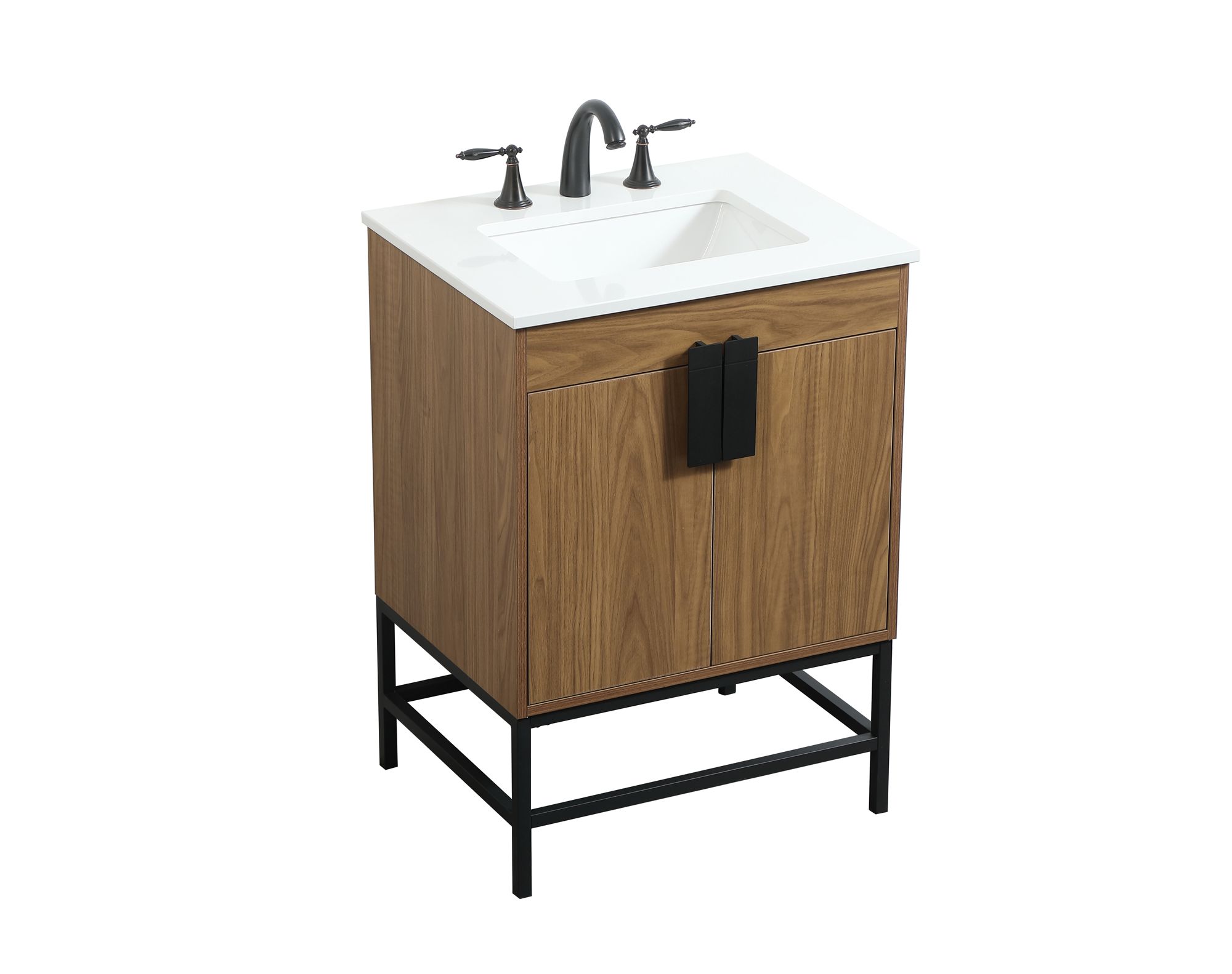 24 Inch Single Bathroom Vanity In Walnut Brown