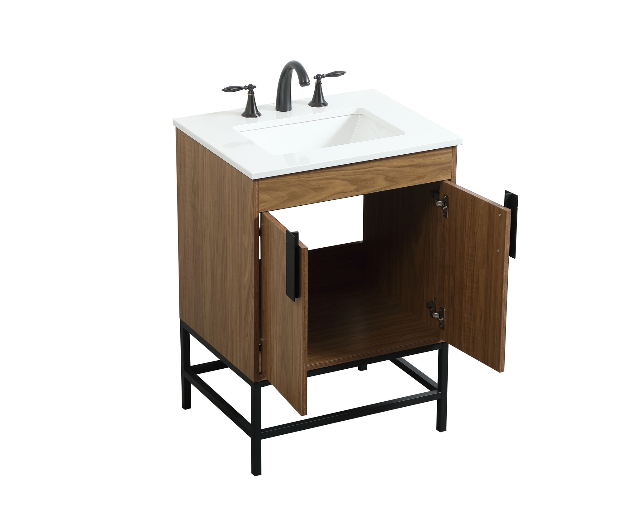 24 Inch Single Bathroom Vanity In Walnut Brown