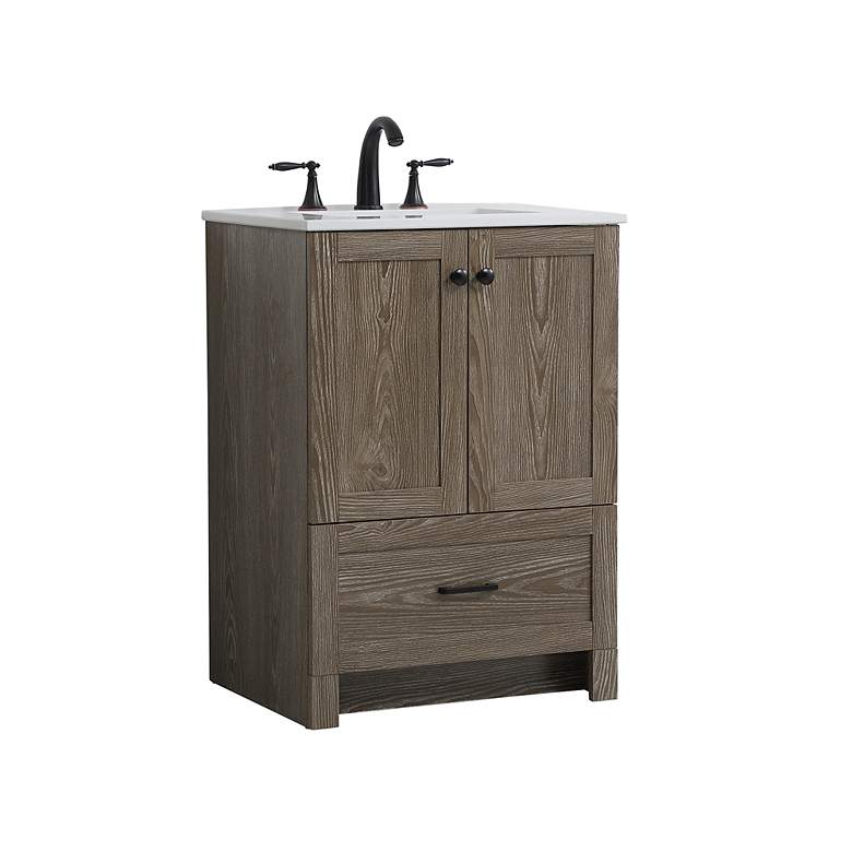 Image 3 24 Inch Single Bathroom Vanity In Weathered Oak more views