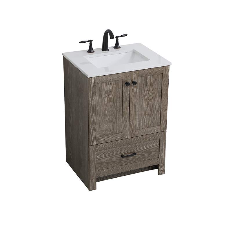Image 4 24 Inch Single Bathroom Vanity In Weathered Oak more views