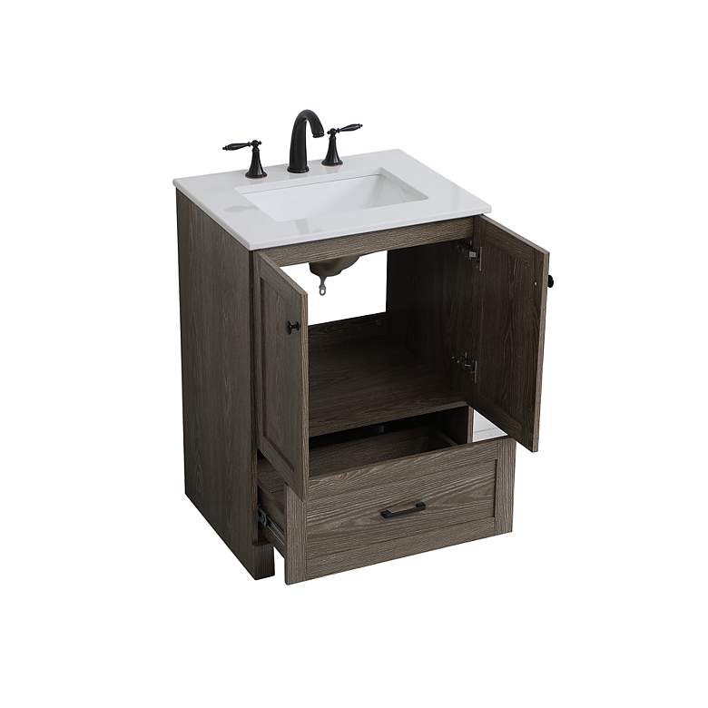 Image 5 24 Inch Single Bathroom Vanity In Weathered Oak more views