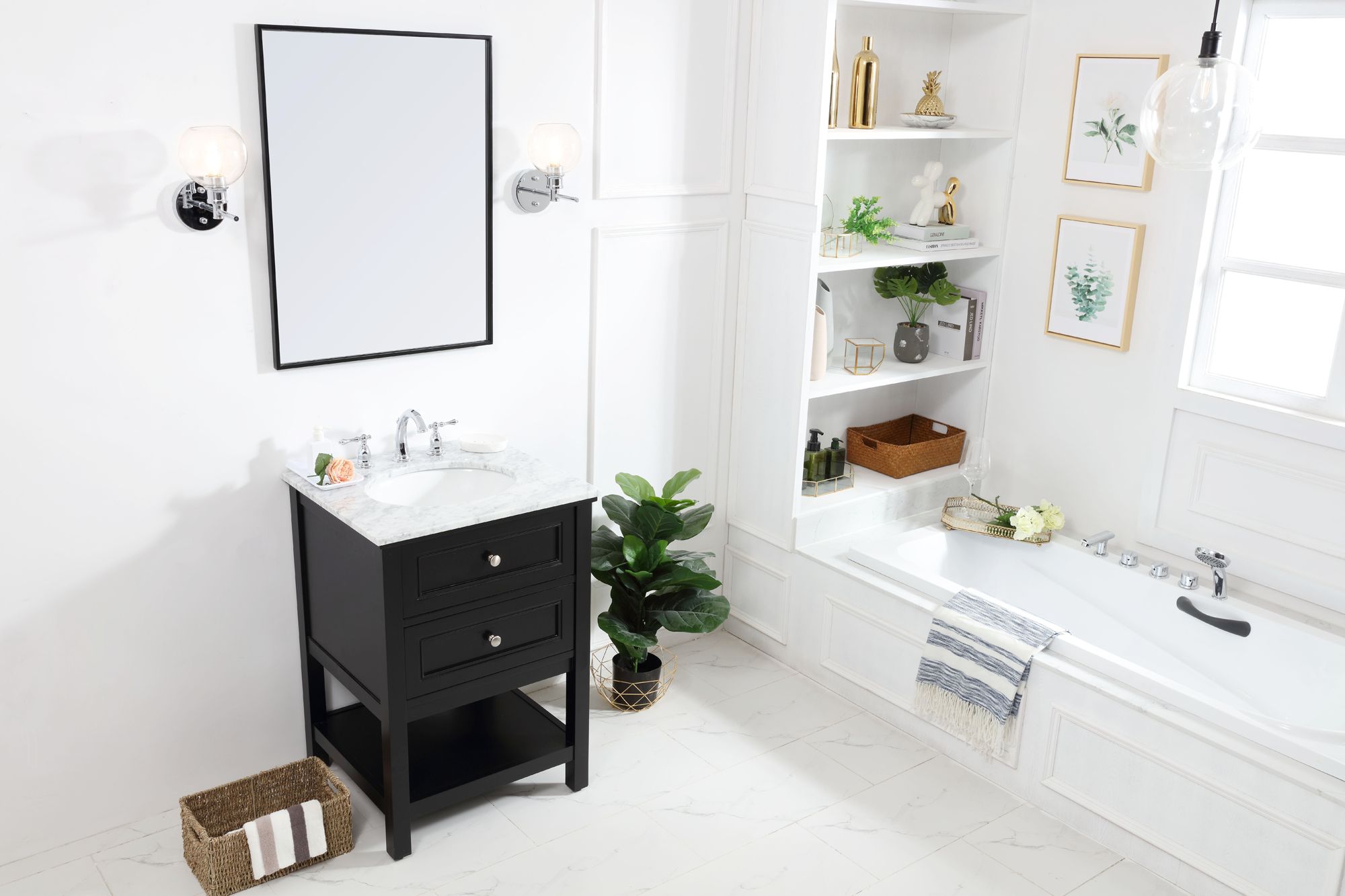 24 Inch Single Bathroom Vanity Set In Black