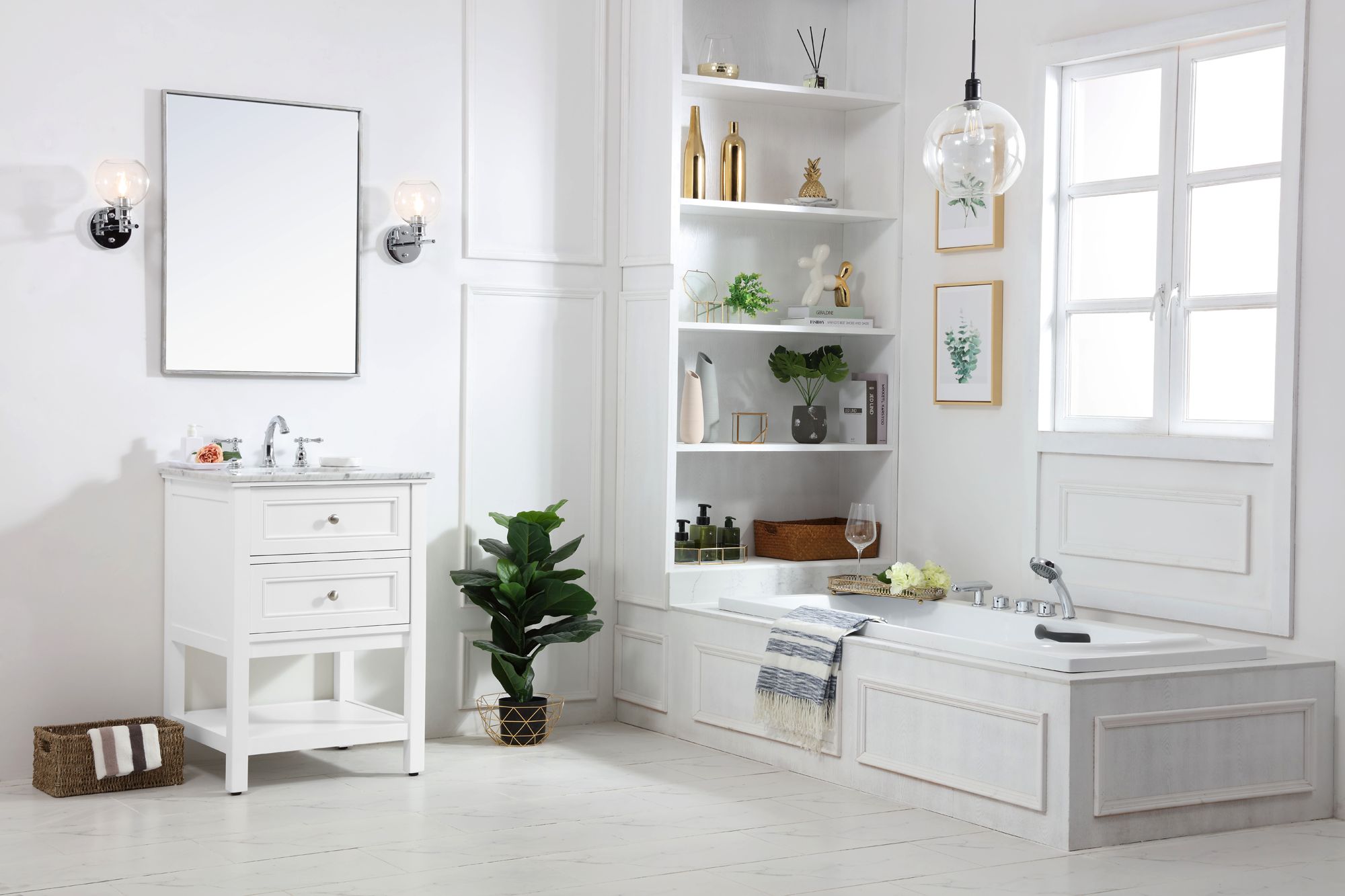 24 Inch Single Bathroom Vanity Set In White