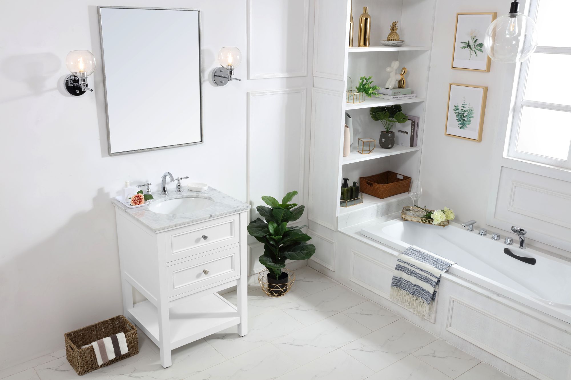 24 Inch Single Bathroom Vanity Set In White
