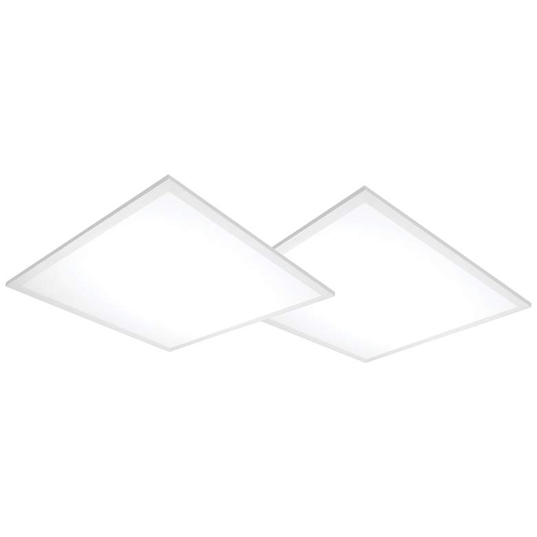 Image 1 24 inch Square White 4000K LED Lay-in Flat Panel Light Set of 2