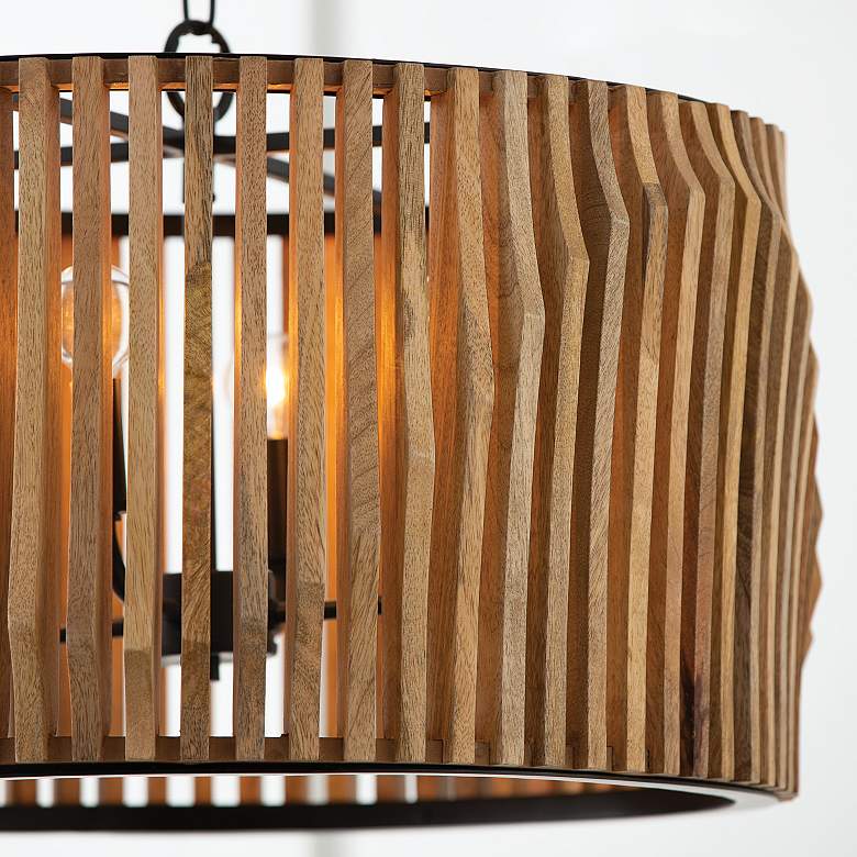 Image 5 24 inch W x 14 inch H 4-Light Pendant in Light Wood and Matte Black made more views