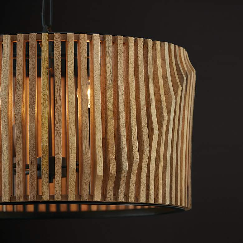 Image 6 24" W x 14" H 4-Light Pendant in Light Wood and Matte Black made more views