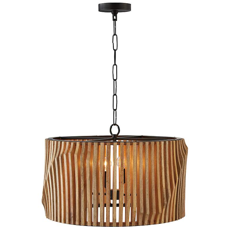 Image 7 24" W x 14" H 4-Light Pendant in Light Wood and Matte Black made more views