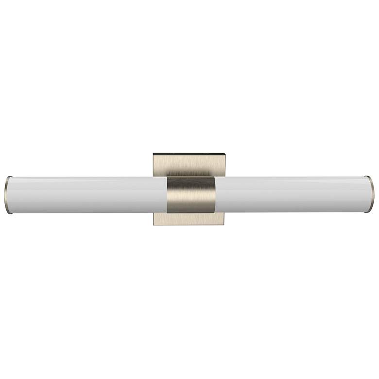 Image 1 24 inch Wide Brushed Nickel White Cylinder LED Bath Light