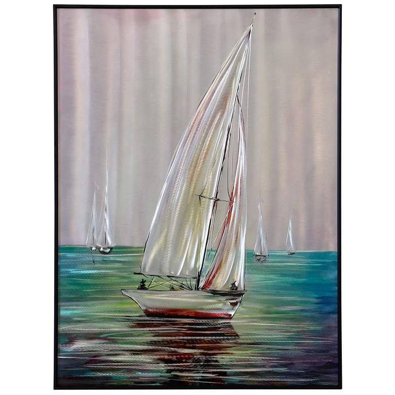 Image 1 24" x 32" Set Sail Black Frame Metal Wall Art