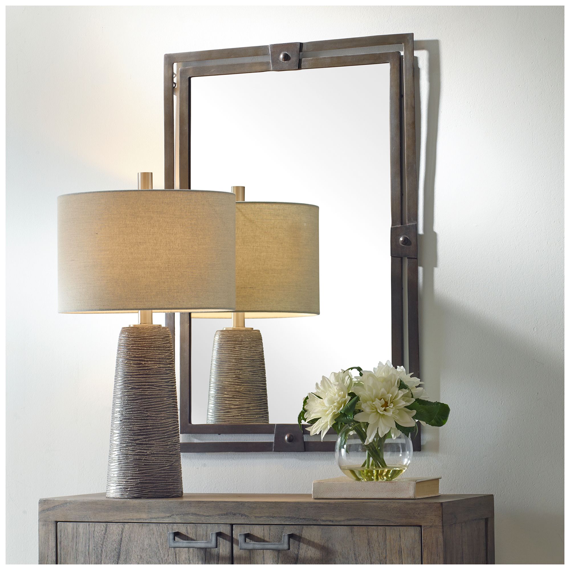 Image 5 24" x 36" Distressed Gunmetal Wall Mirror more views