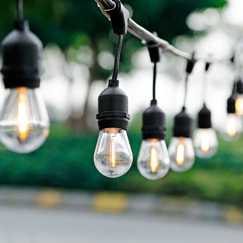 Image 1 24-Light 48' Black S14 Outdoor LED String Light Set