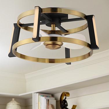 24" Maxim Darling Aged Brass and Black LED Smart Hugger Fandelier