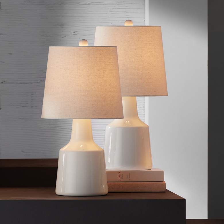 Image 1 360 Lighting Tango 20 1/2" Modern White Ceramic Accent Lamps Set of 2 in scene