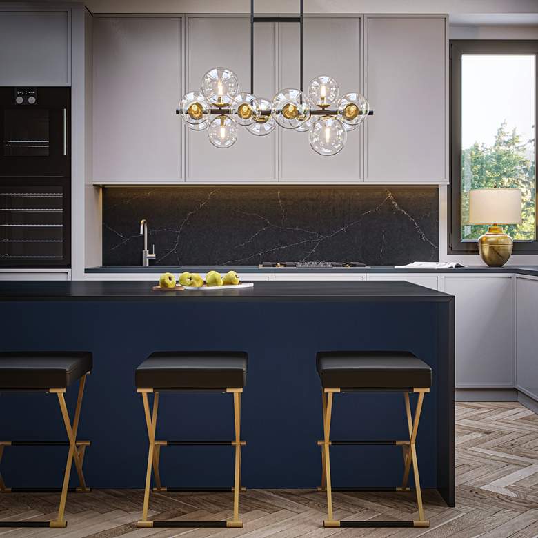 Image 1 Possini Euro Vasa 34" Black and Gold 12-Light Modern Island Chandelier in scene