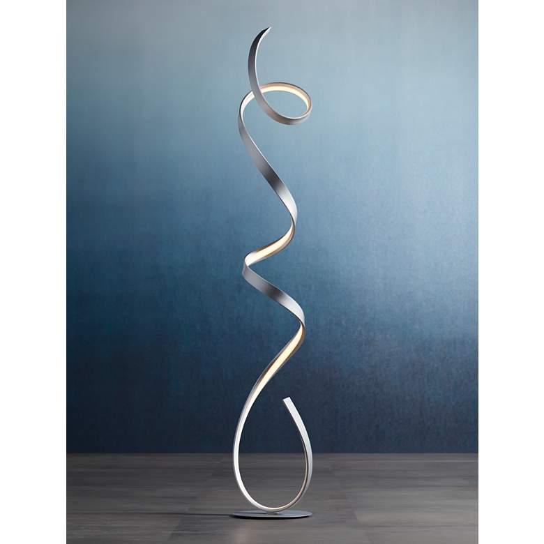 Image 1 Possini Euro Avante 56 1/2" Modern Ribbon LED Floor Lamp Silver in scene