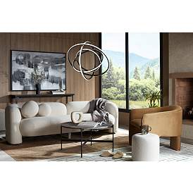 Image1 of Possini Euro Celestine 23 3/4" Sanded Black LED Ring Pendant Light in scene