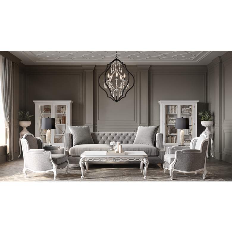 Image 1 55 Downing Street Marilyn 93" Wide Tufted Taupe Gray Velvet Sofa in scene