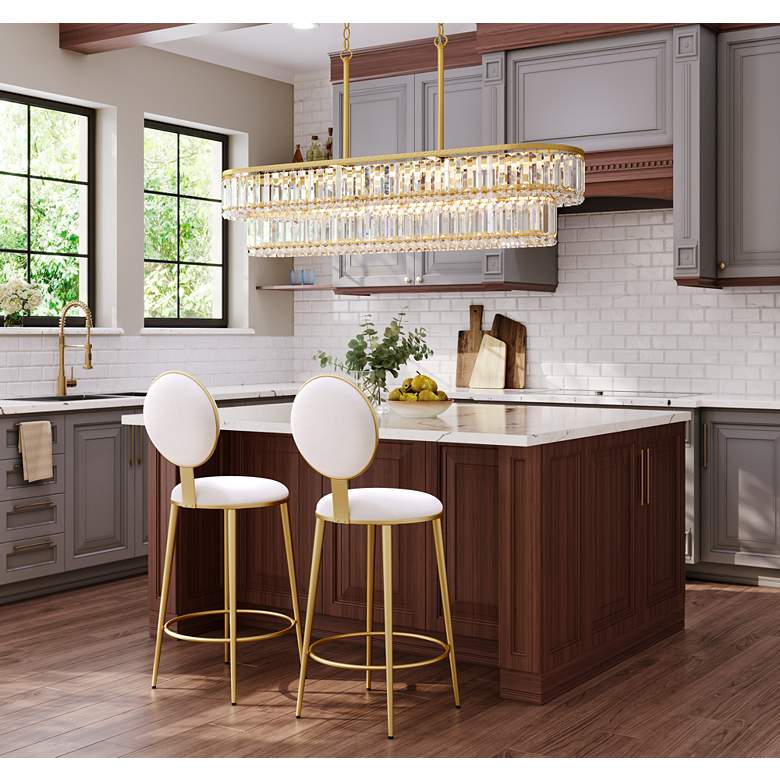 Image 1 Stiffel Ella 38 3/4" Wide Soft Gold Crystal Island Pendant Light in scene