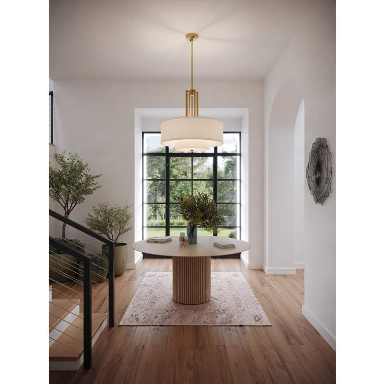 Image 1 Possini Euro Sundry 24" Wide Warm Antique Brass Drum Pendant Light in scene