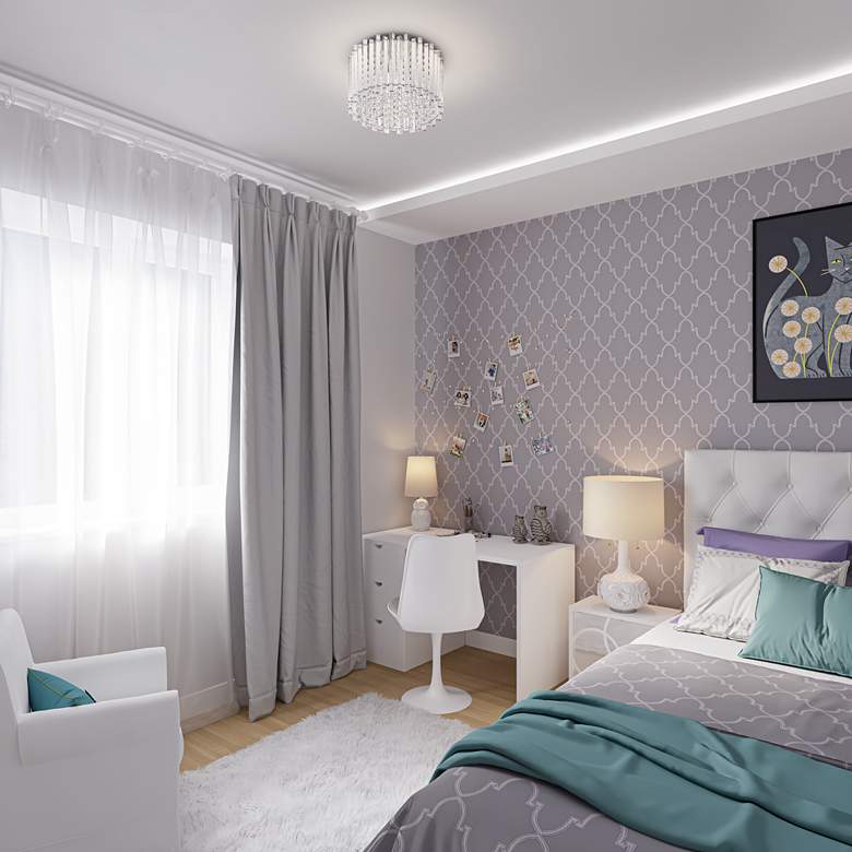 Image 1 Francesca 14" Wide Clear Crystal LED Ceiling Light in scene