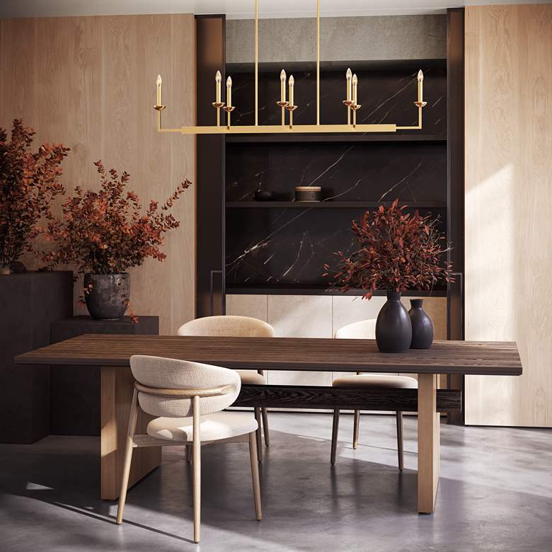 Image 1 Possini Euro Kime 50" Gold 8-Light Modern Trestle Linear Chandelier in scene