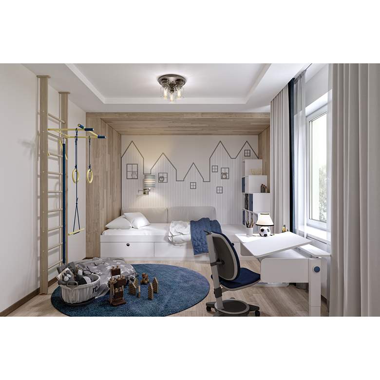 Image 1 Simple Designs 11 1/2"H Black White Soccer Accent Table Lamp in scene