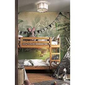 Image1 of Robert Abbey Axis 16" Wide Brass and Scalloped Shade Ceiling Light in scene