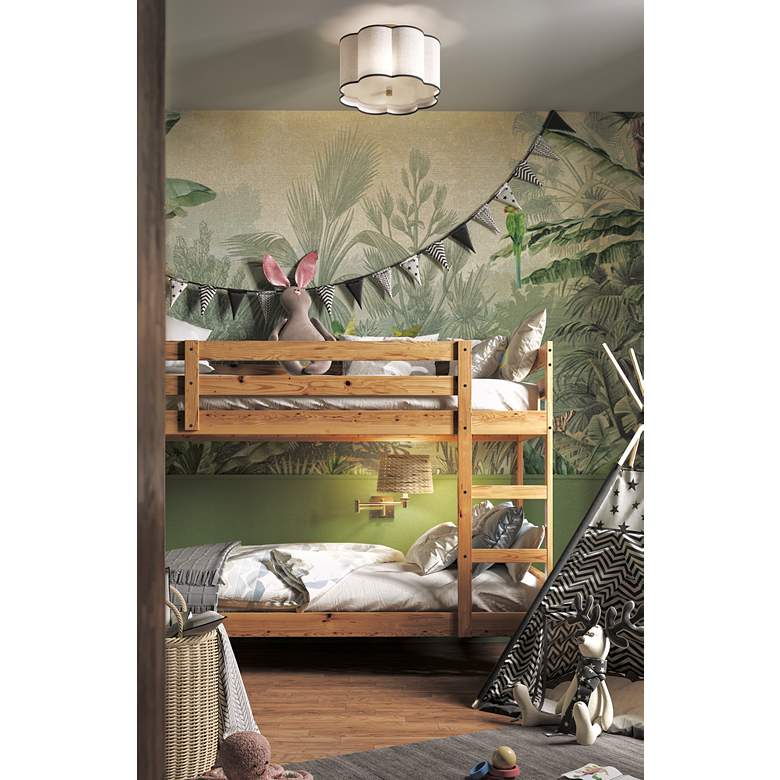 Image 1 Robert Abbey Axis 16" Wide Brass and Scalloped Shade Ceiling Light in scene