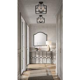 Image1 of Addy 52 1/4" Wide Stone and Black Iron Console Table in scene
