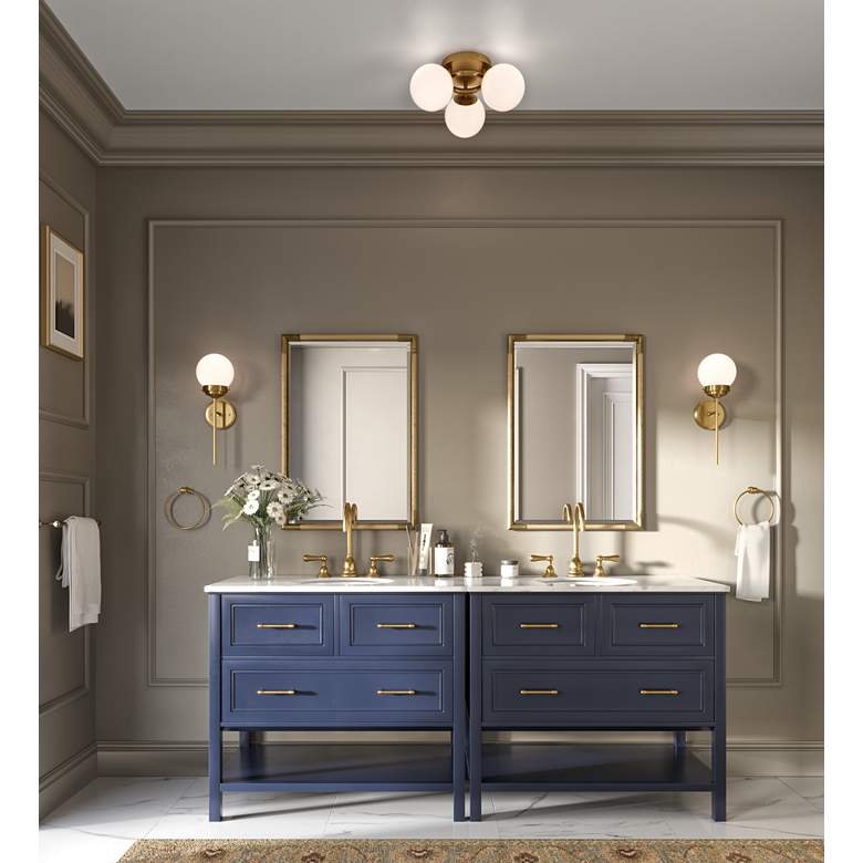 Image 1 Possini Euro Jevan 18" Wide Brass Globe 3-Light Ceiling Light in scene