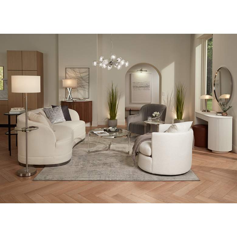 Image 1 Caper 60 1/2" Nickel Tray Table USB and Outlet Floor Lamp in scene