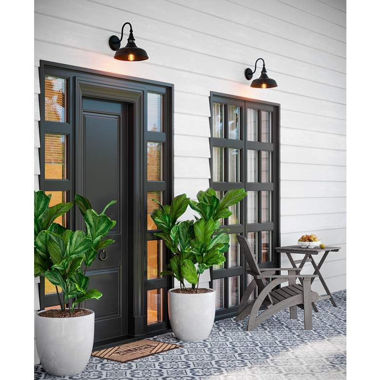 Image 1 John Timberland Gough 12 1/2" Black Motion Sensor Outdoor Barn Light in scene