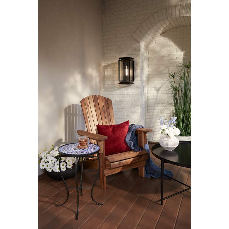 Image 1 Cobalt Mosaic Black Iron Outdoor Accent Table in scene