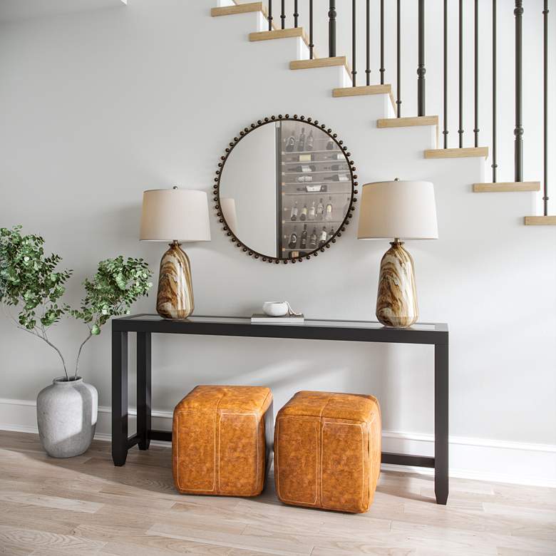 Image 1 360 Lighting Carlton 28" Brown Faux Marble Table Lamps Set of 2 in scene