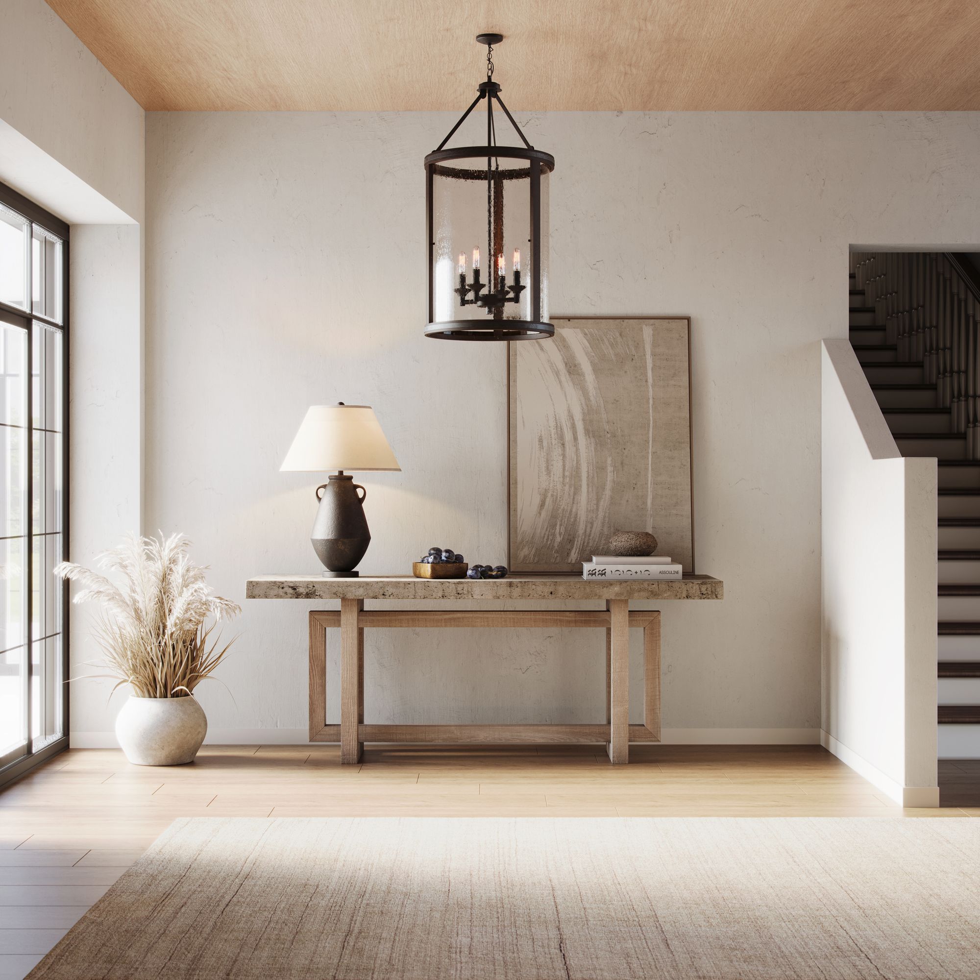 Franklin Iron Works Gorham 16" Wood and Metal 4-Light Lantern Pendant in scene