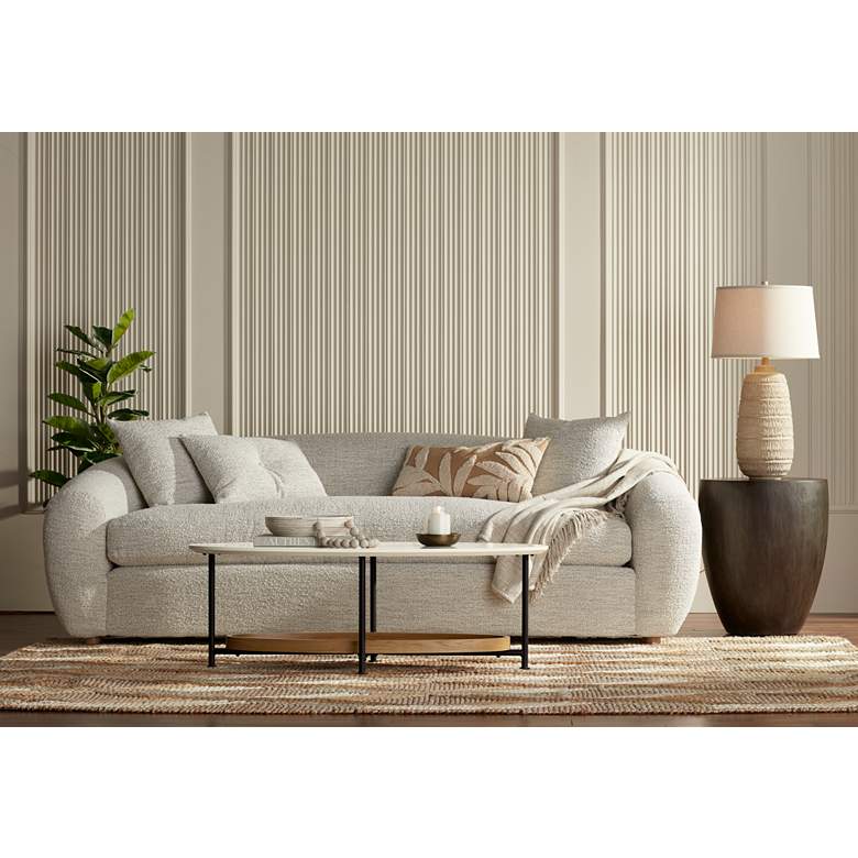 Image 1 Madison Park Beauchamp White 48" Wide Oval Wood Modern Coffee Table in scene