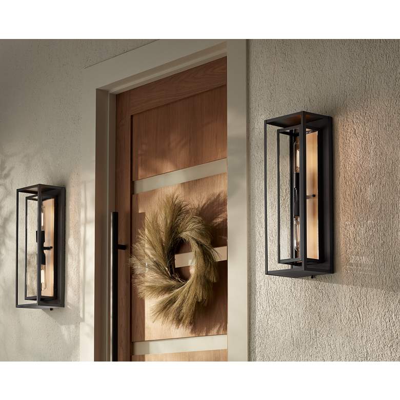 Image 1 Possini Euro Metropolis 22" High Black and Gold Outdoor Wall Light in scene
