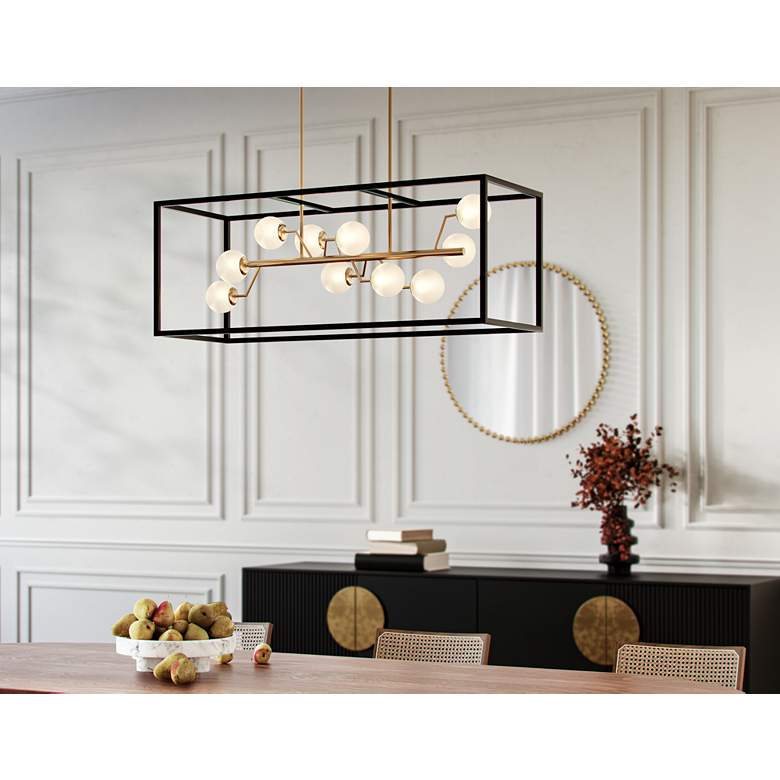 Image 1 Possini Euro Alter 40" Wide Black and Gold 10-Light LED Island Pendant in scene