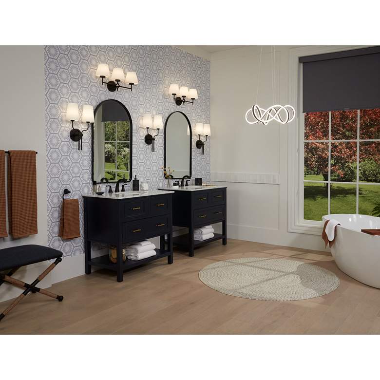 Image 1 Possini Euro Melody 19 1/2" High Black Metal 2-Light Wall Sconce in scene