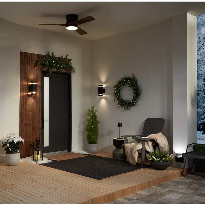 Image 1 54" Casa Salerno Bronze Damp LED Hugger Fan with Remote Control in scene