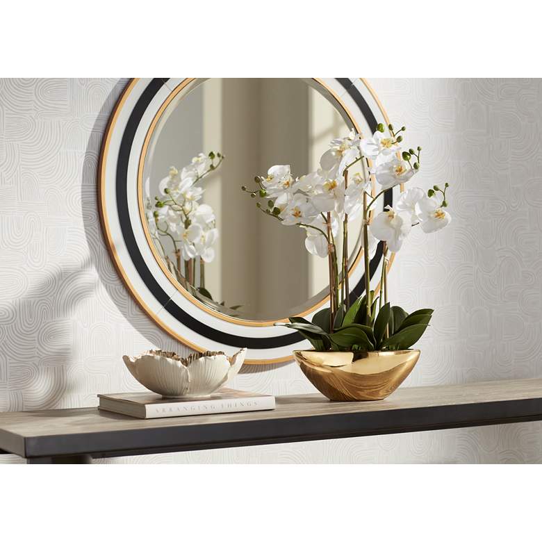 Image 1 Cape Cod Black and Gold 31 1/2" Round Wall Mirrors Set of 2 in scene