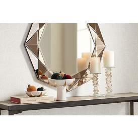 Image1 of Possini Euro Aubrey 33" x 33" Champagne Beveled Wall Mirror in scene