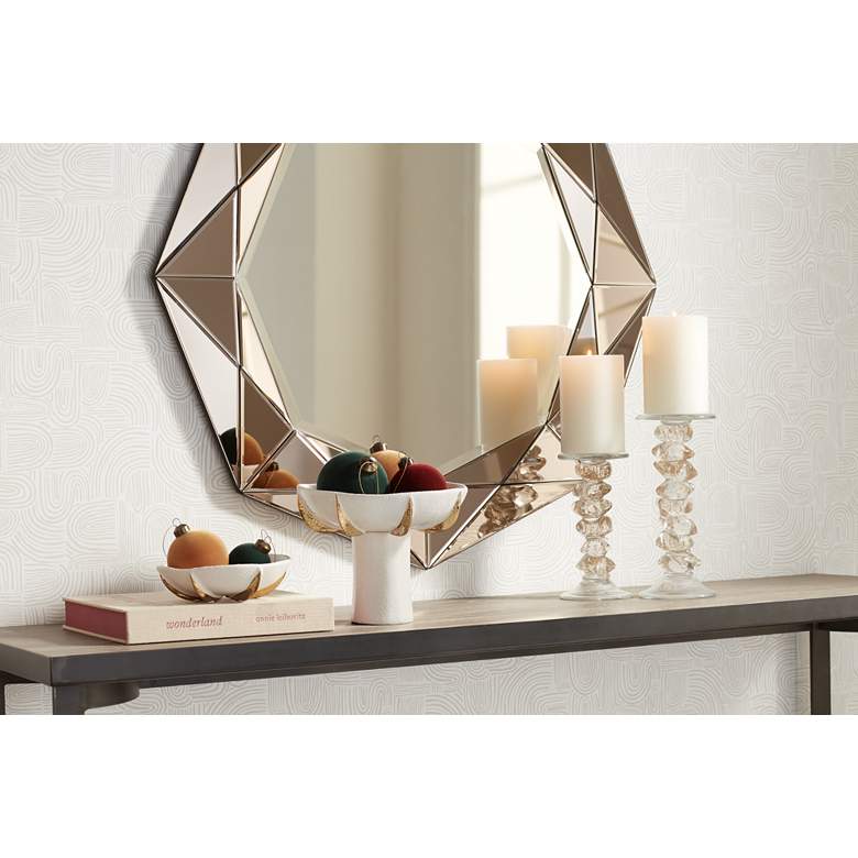 Image 1 Dahlia Studios Adelaide 9 3/4" White and Gold Ceramic Pedestal Bowl in scene
