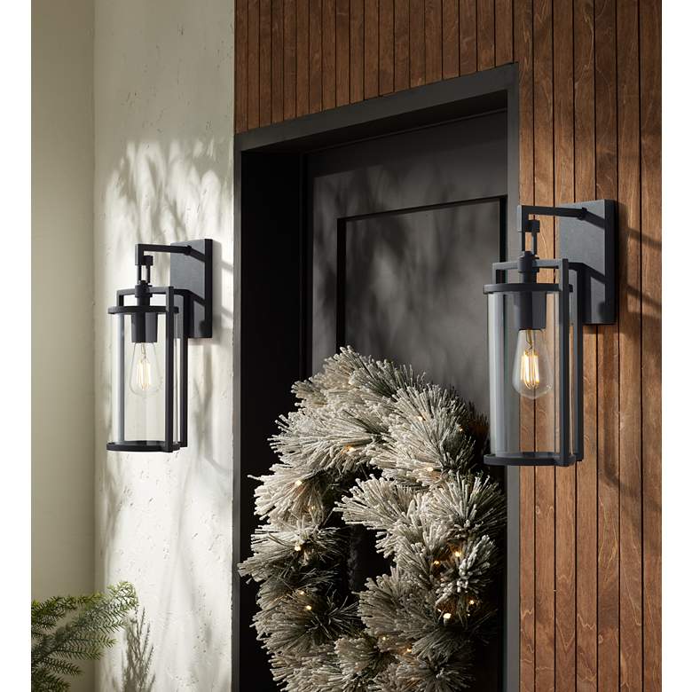 Image 1 John Timberland Rennes 15 3/4" High Black Outdoor Wall Light in scene