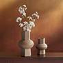 1_Dahlia Studios Emery 7 3/4" High Brown Modern Ceramic Hexagonal Vase in scene