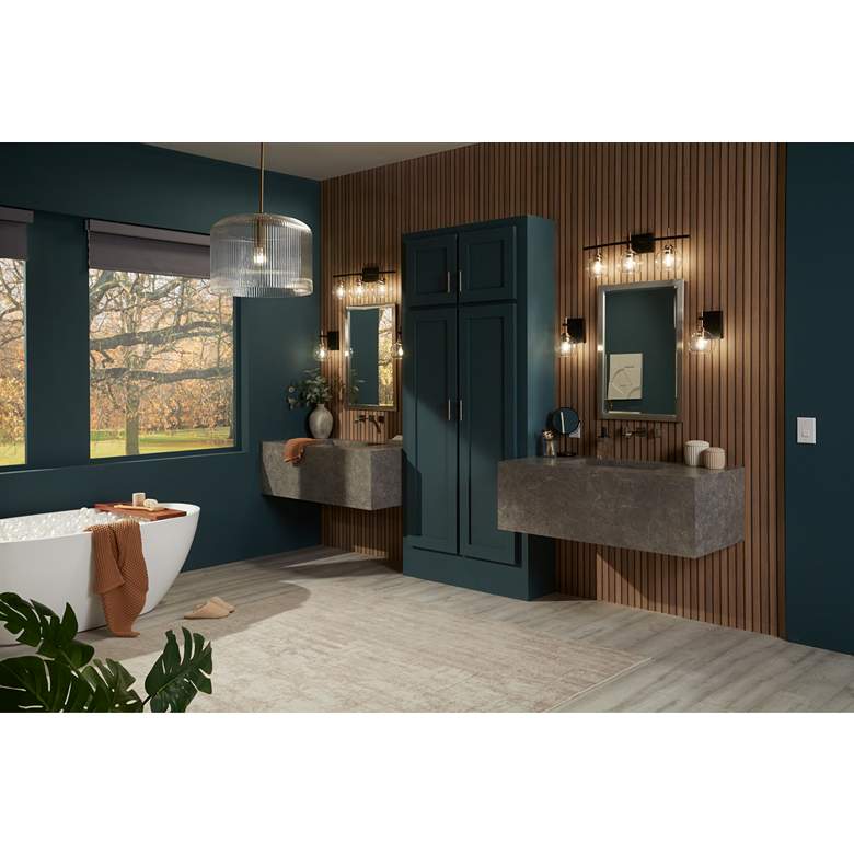 Image 1 Drake Brushed Nickel 34" Round Wall Mirror in scene