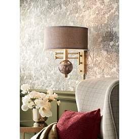 Image1 of 360 Lighting Richford Brass Plug-In Swing Arm Wall Lamp with Dimmer in scene